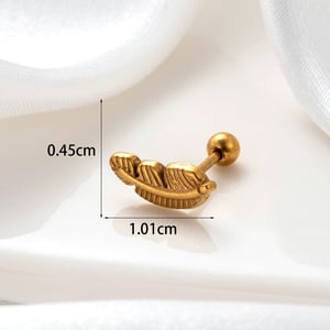 1 Piece Simple Series Simple Leaf Titanium Steel  Gold Color Material Women's Stud Earrings h5 